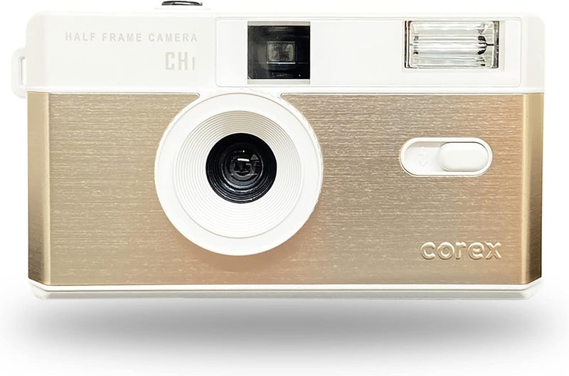 COREX Half Frame Reusable 35mm Camera CH1, Built in Flash and Compatible with 35mm Color Negative or B&W Film (Film and Battery NOT Included) Limited Edition Free Blue and Yellow Filters - Image 1